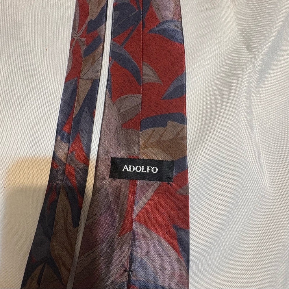 Adolfo Multicolor Leaf Pattern Tie